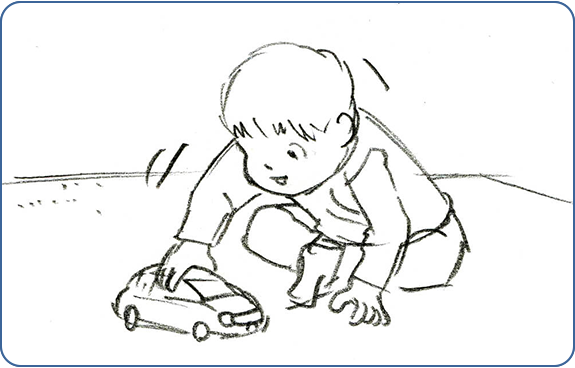 画像：ミニカーで遊ぶ男の子